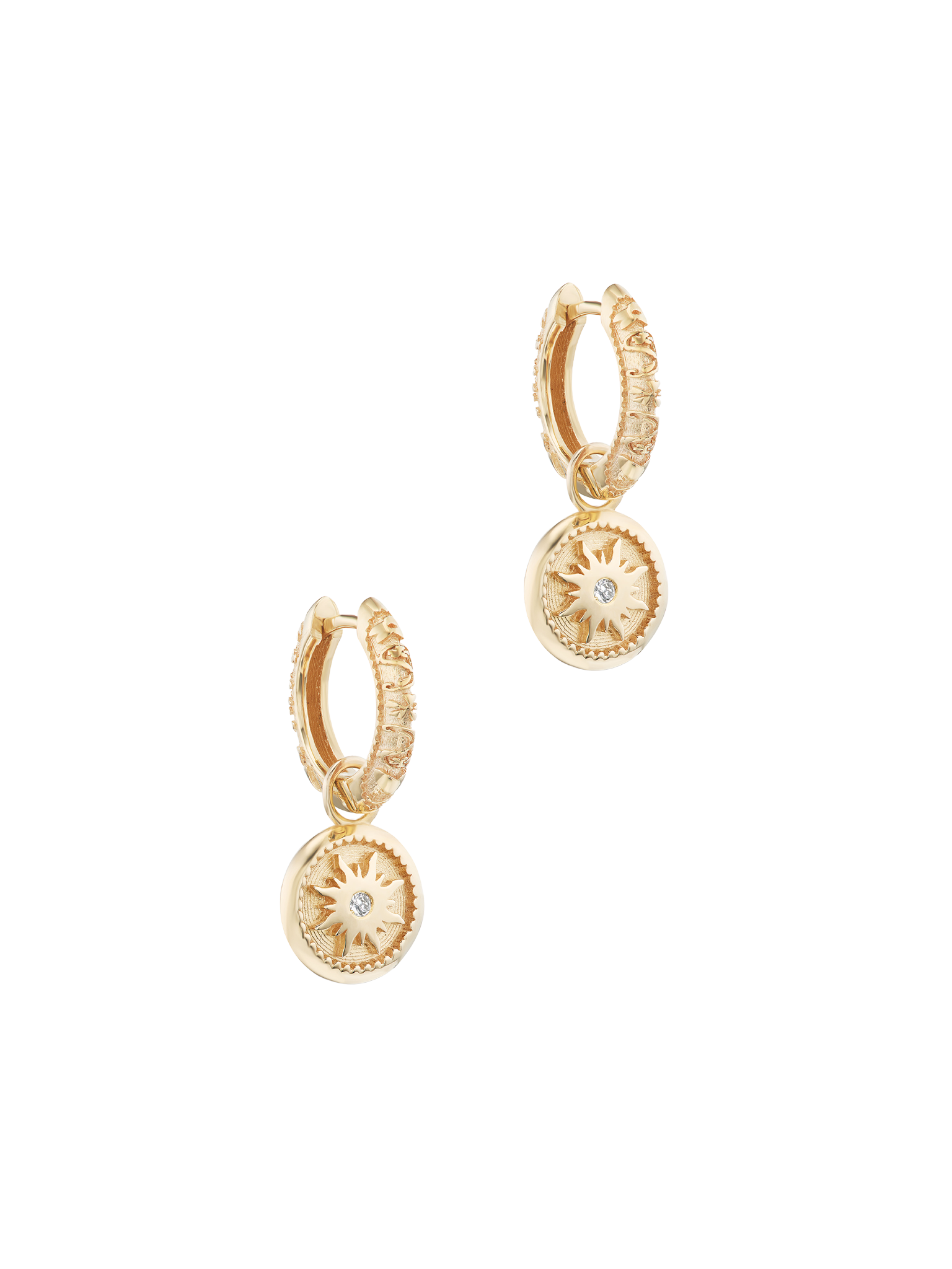 Southwestern hoops w/ round sun charm